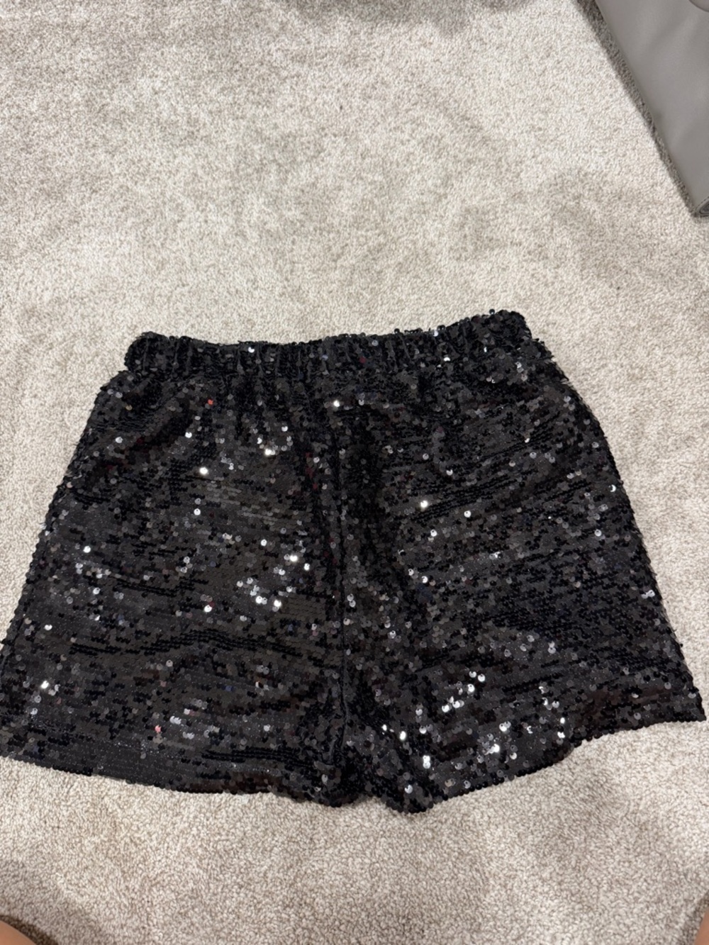 Sincerely Jules Black Sequin High-Waist Shorts